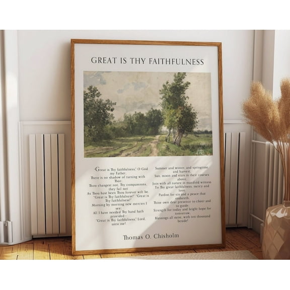 Great Is Thy Faithfulness Poster - Hymnal Sheet Print Infused With Nature-Inspired Musical Art - Inspirational Gift For Musicians Wall Art, Modern Wall Decor, 8x12 UNFRAMED