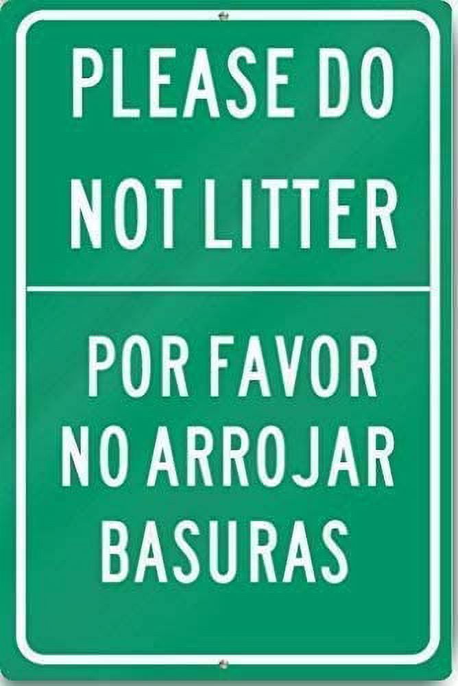 Great Tin Sign Aluminum Please Do Not Litter English/Spanish Sign Heavy