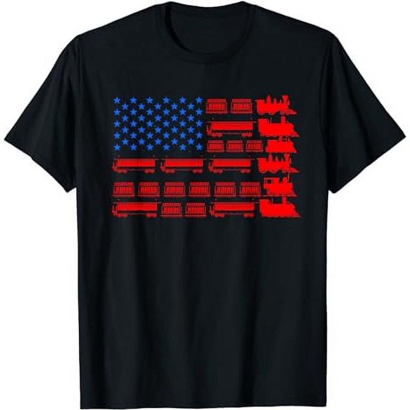 Great Train Lover Design Model Trains United States Flag T-Shirt