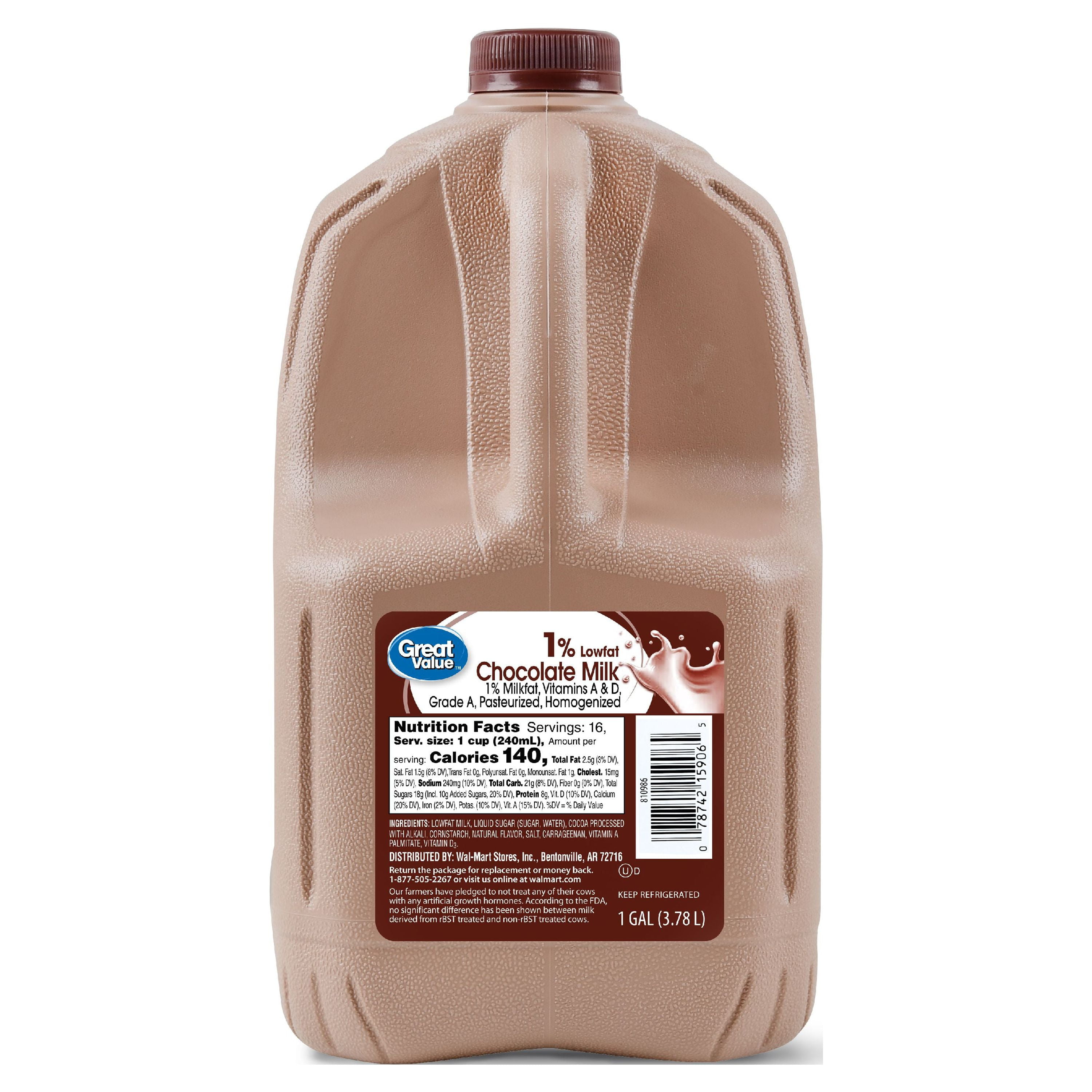 Great Value 1% Low Fat Chocolate Milk, Gallon, 128 fl oz