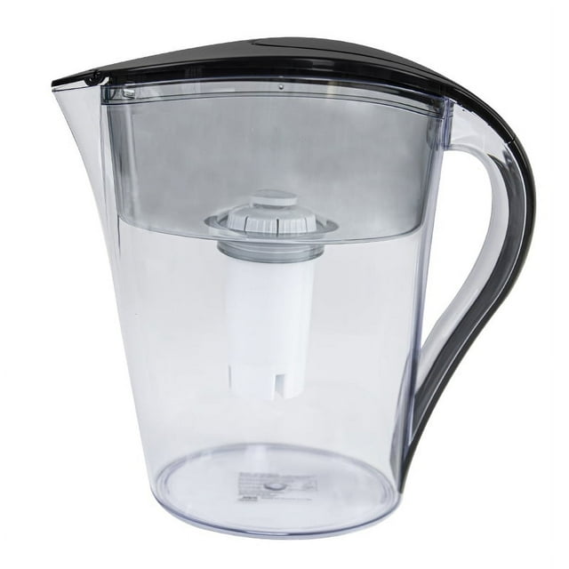 Great Value 10Cup Water Filter Pitcher Series, Black Color, BPAFree