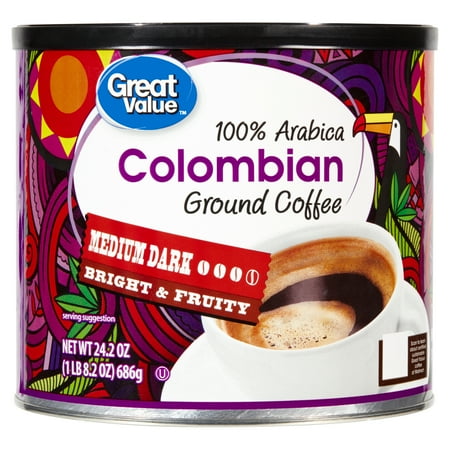 Great Value 100% Arabica Colombian Medium Dark Ground Coffee, 24.2 oz