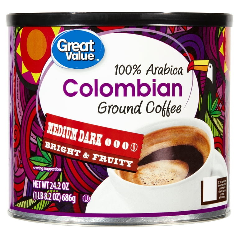 Fair Trade Single Origin Colombia Medium Roast Ground Coffee, 12 Oz