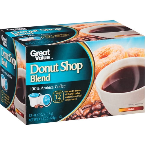 Great Value 100% Arabica Donut Shop Coffee Pods, Medium Roast, 12 Count