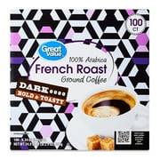 Great Value 100% Arabica French Dark Roast Ground Coffee Pods, 34.9 oz, 100 Count