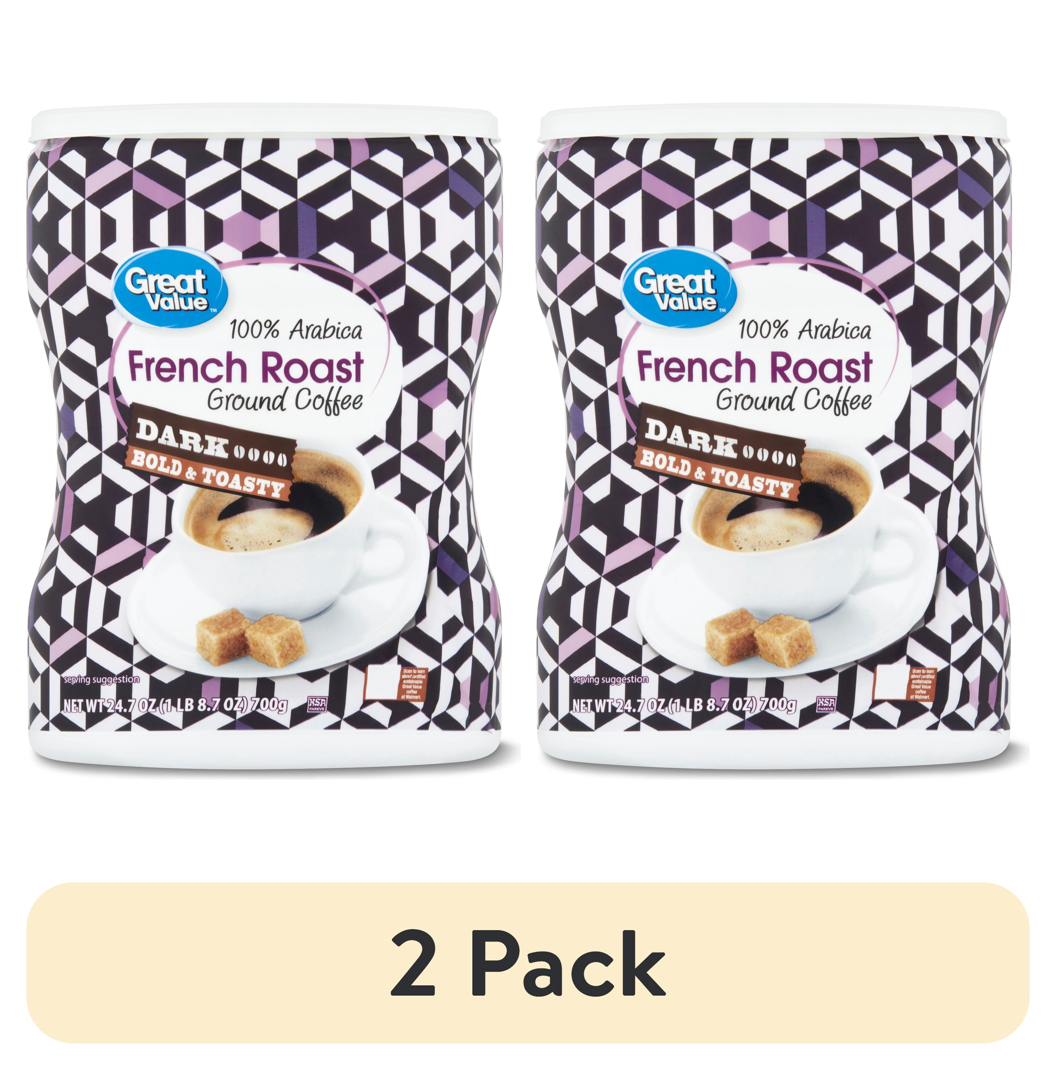 (2 pack) Great Value 100 % Arabica French Roast Ground Coffee, Dark ...