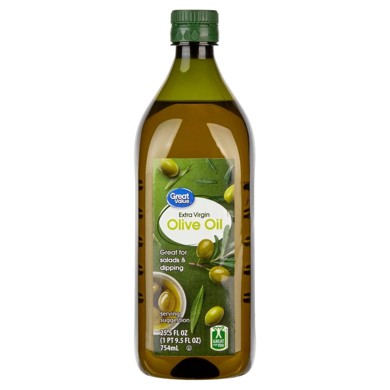 Great Value 100% Extra Virgin Olive Oil 25.5 fl oz Smooth Mellow