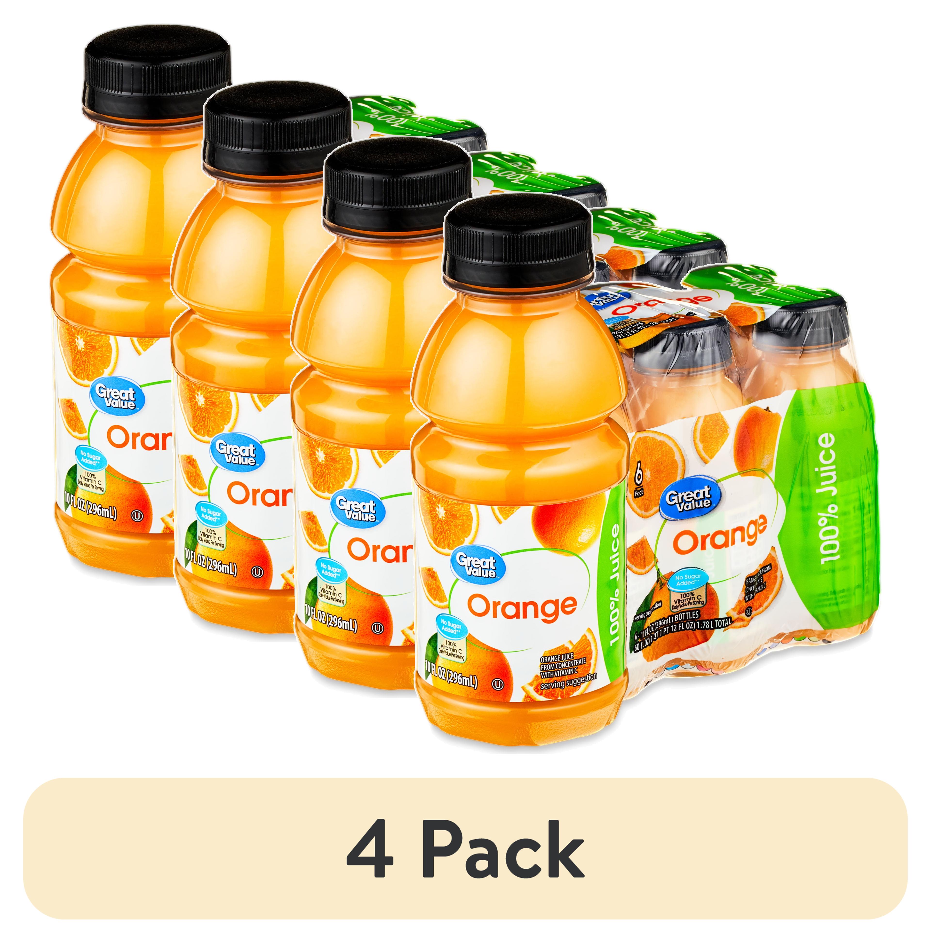 4 pack Great Value 100 Orange Juice 10 fl oz 6 Count Walmart