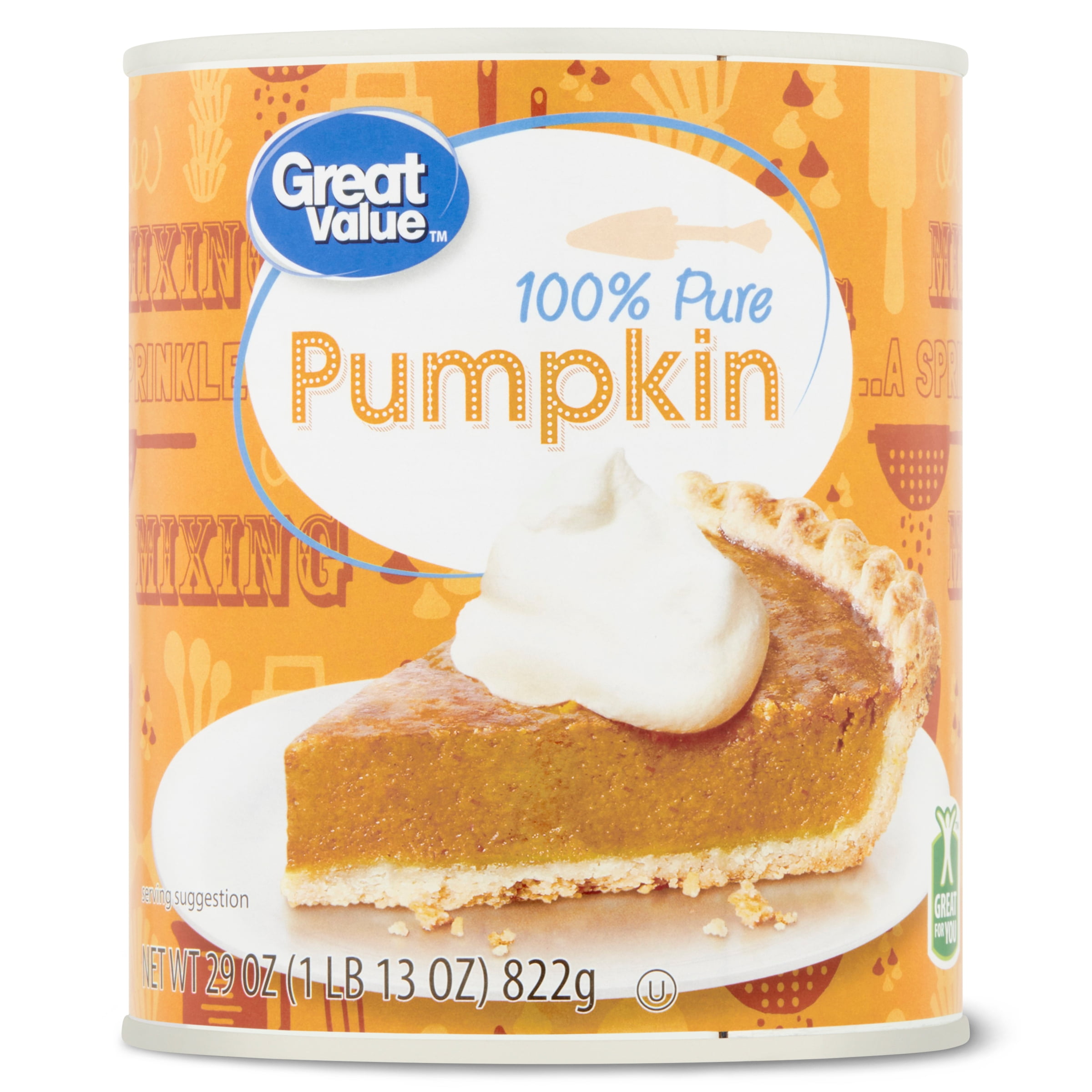Great Value 100 Pure Canned Pumpkin, 29 oz Can