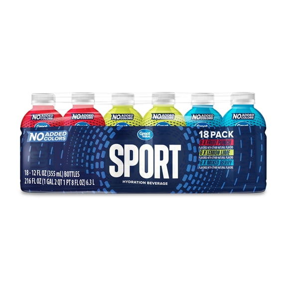 Great Value 12 fl oz 18 pack Sports drink-variety