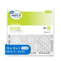 Great Value, 12x12x1, MERV 8 GOOD HVAC Air and Furnace Filter, Captures Dust, 2 Filters
