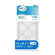 Great Value; 12x24x1; MERV 13 BEST HVAC Air and Furnance Filter; Captures Dust; 4 Filters