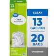 thumbnail image 1 of Great Value 13-Gallon Clear Drawstring Tall Kitchen Bags, 20 Bags, 1 of 8