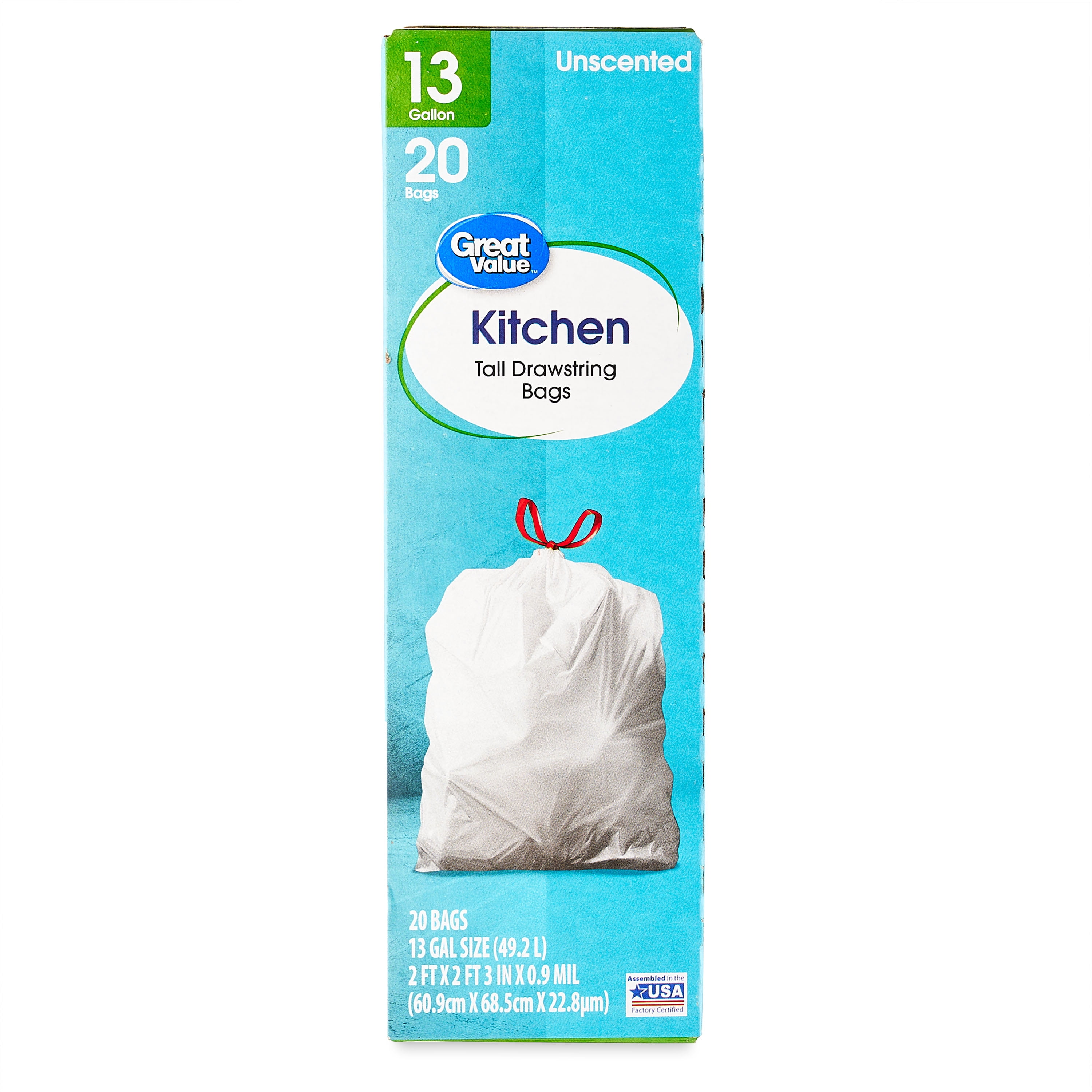 Basics Tall Kitchen Drawstring Trash Bags, 13 Gallon, Unscented, 200  Count (Previously Solimo)