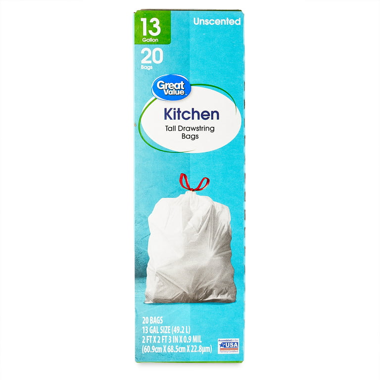 MakWorFre 100 Count 4 Gallon Drawstring Trash Bags, Unscented