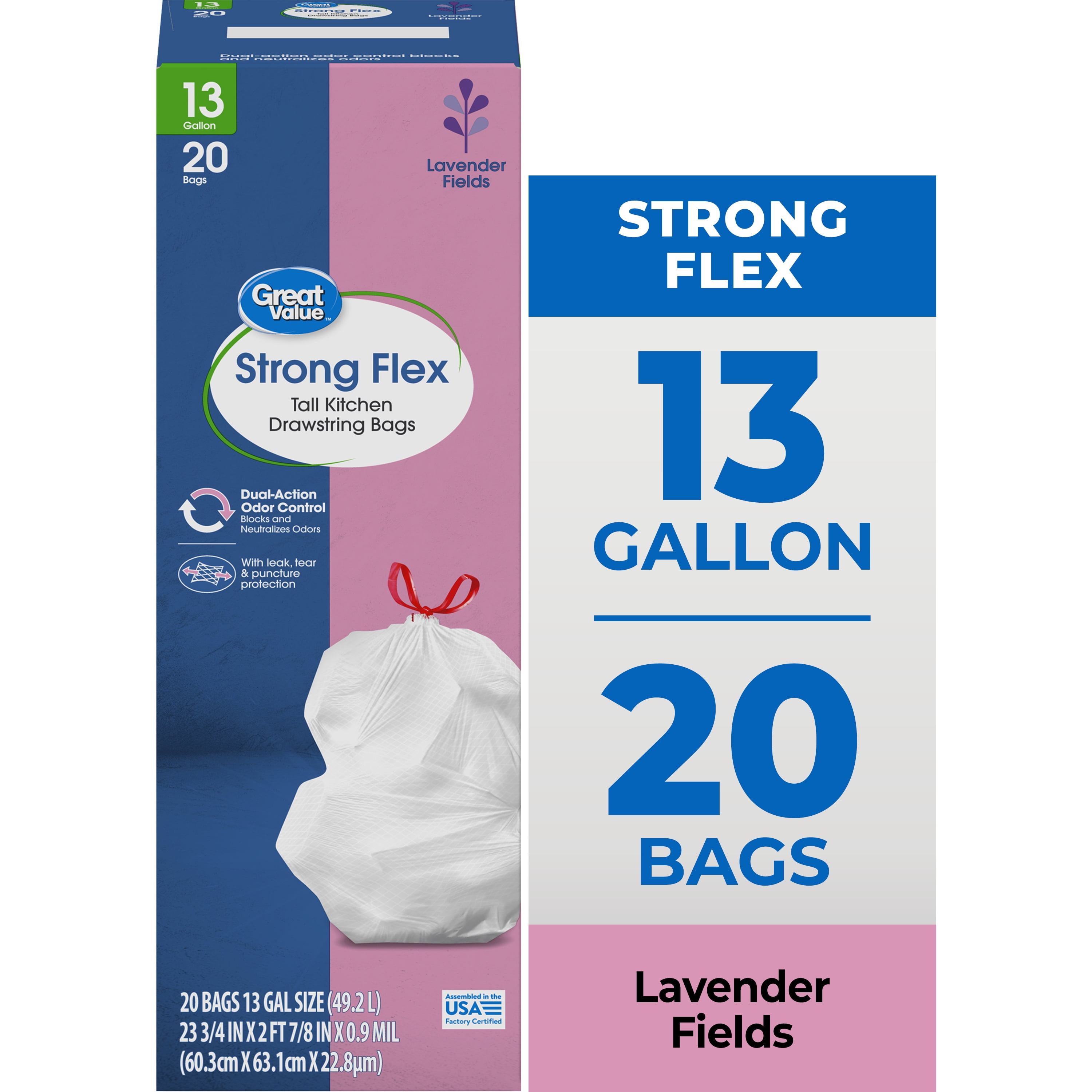Great Value Strong Flex 13-Gallon Drawstring Tall Kitchen Trash