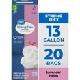 thumbnail image 1 of Great Value 13-Gallon Strong Flex Drawstring Tall Kitchen Trash Bags, Lavender Fields Scent, 20 Bags, 1 of 12