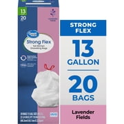 Great Value 13-Gallon Strong Flex Drawstring Tall Kitchen Trash Bags, Lavender Fields Scent, 20 Bags