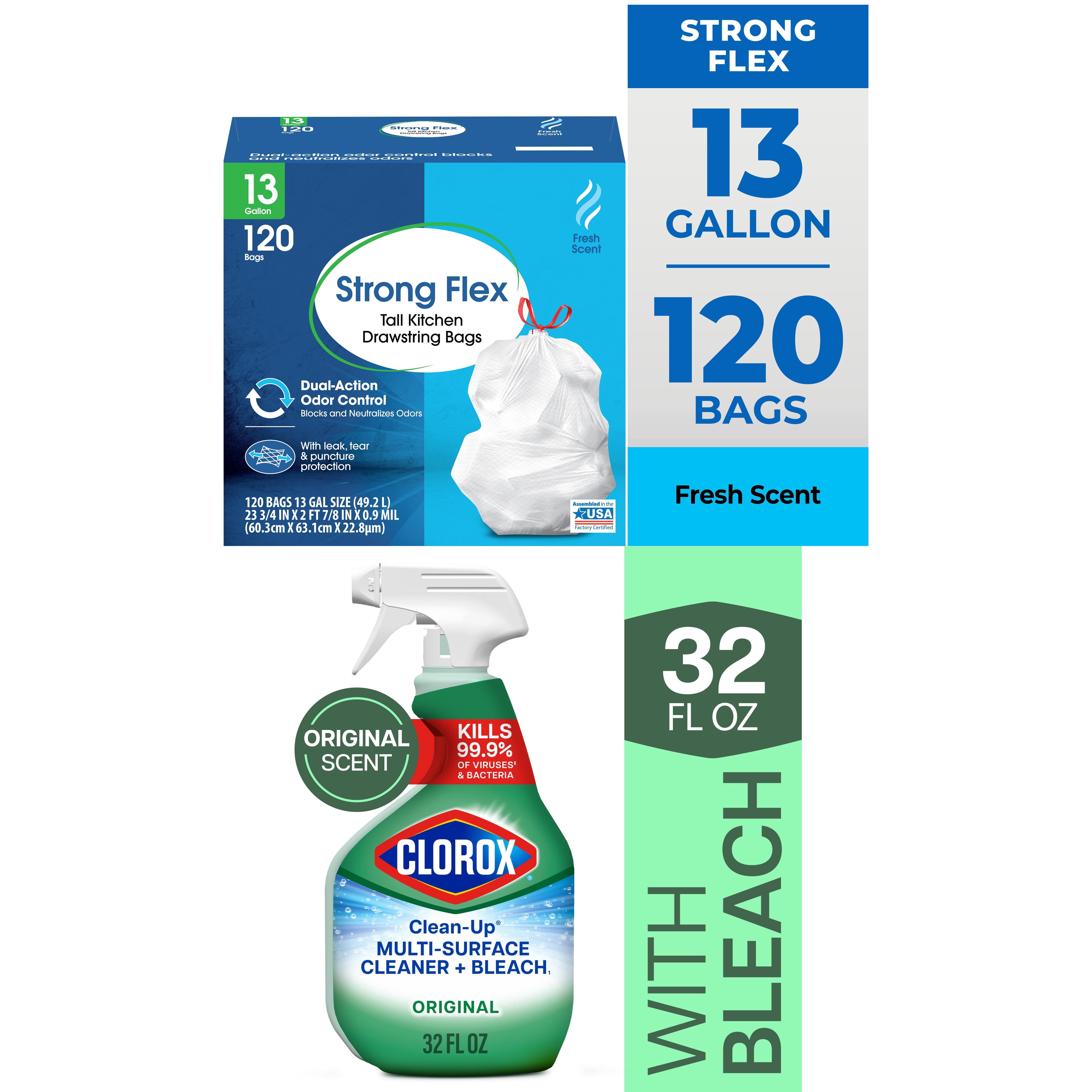 Great Value 13-Gallon Tall Kitchen Trash Bags & Clorox Clean-Up Bleach Cleaner Bundle