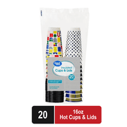 Great Value 16 oz Insulated Hot Cups with Lids, 20 Count