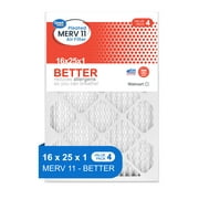 Great Value; 16x25x1; MERV 11 BETTER HVAC Air and Furnance Filter; Reduces Allergens; 4 Filters