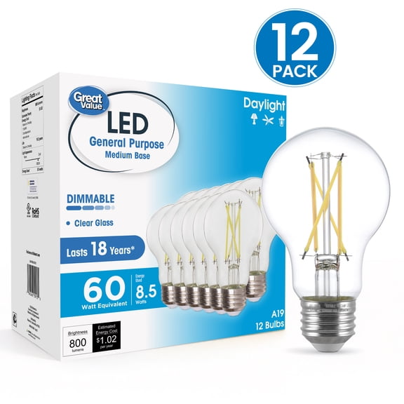 Led Downlight Current Great Value A19 LED Light Bulb, 14W, 100W Equivalent, Dimmable ...