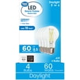 thumbnail image 1 of Great Value 18YR A19 LED Light Bulb, 8.5W(60W Equivalent) Dimmable Daylight E26 Medium Base, 4 Pack, 1 of 12