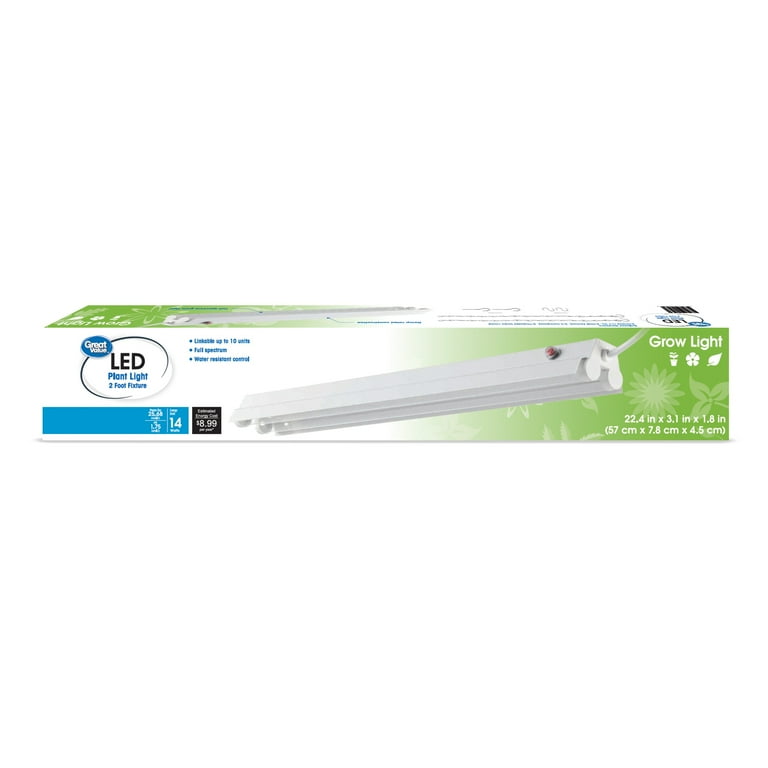 Great Value 2ft LED Full Spectrum Grow Light, 14W, Linkable Up to Great Value 2ft LED Full Spectrum Grow Light, 14W, Linkable Up to