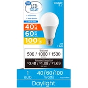 لمبة إضاءة A19 LED ذات قيمة كبيرة ، 40/60/100 واط قابلة للضبط ، ضوء النهار ، E26 قاعدة متوسطة 1 عبوة