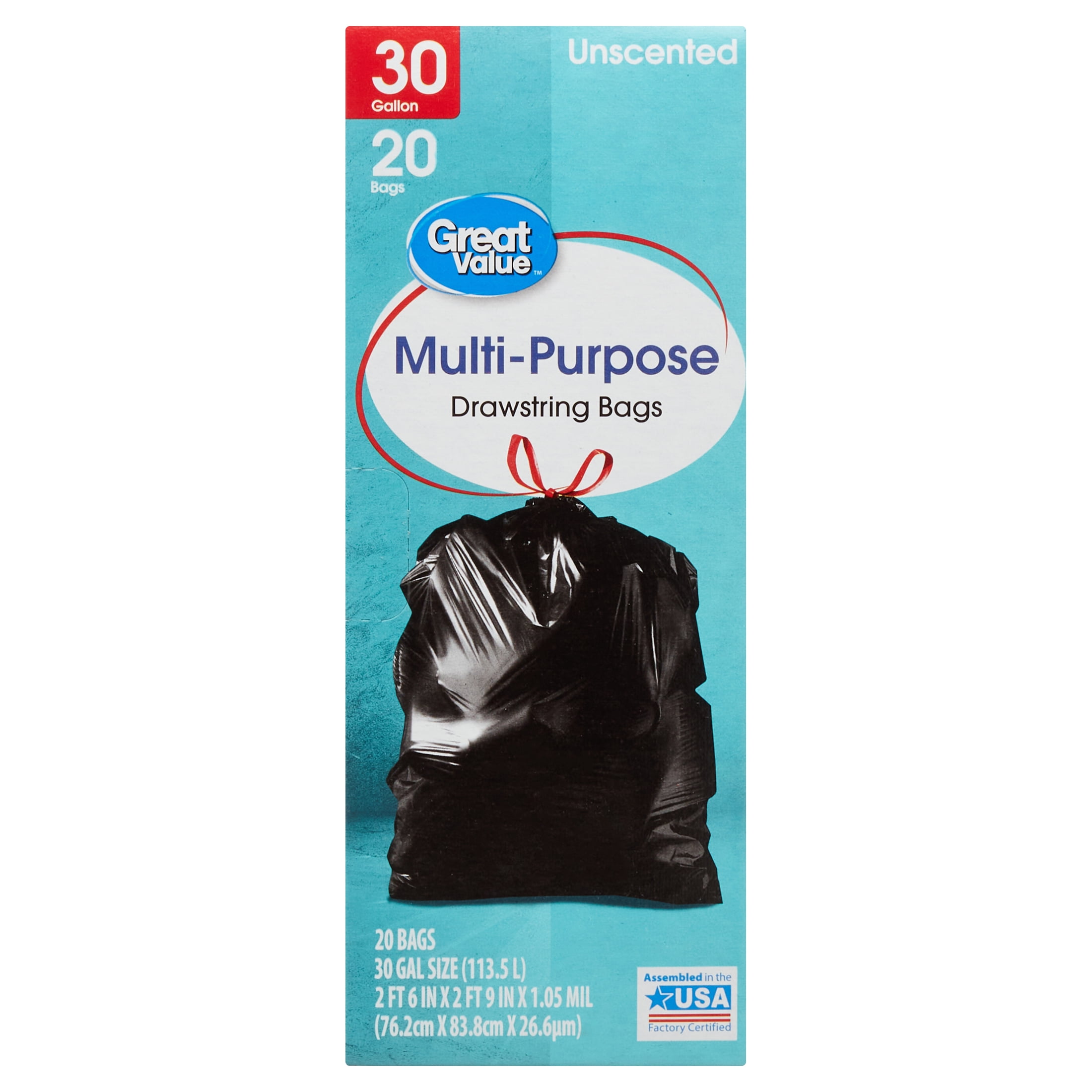Ultrasac 20-30 Gallon 0.8 Mil Clear Drawstring Trash Bags - 30 x 33 - Pack of 36 - for Home, Kitchen, Bathroom, & Office