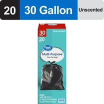 Great Value 30-Gallon Large Flap Tie Trash Bags, 20 Bags