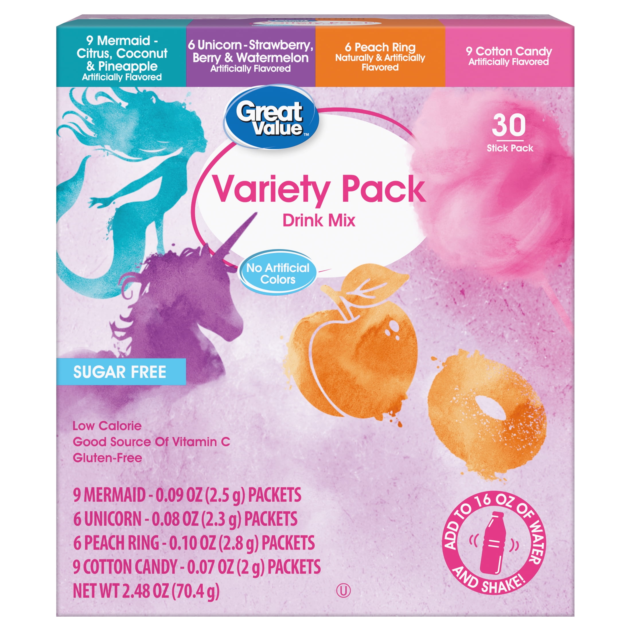 Great Value 30ct Singles To Go Watertok Assorted Variety Pack