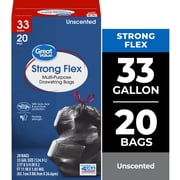 Great Value 33-Gallon Drawstring Strong Flex Multi-Purpose Trash Bags, 20 Bags