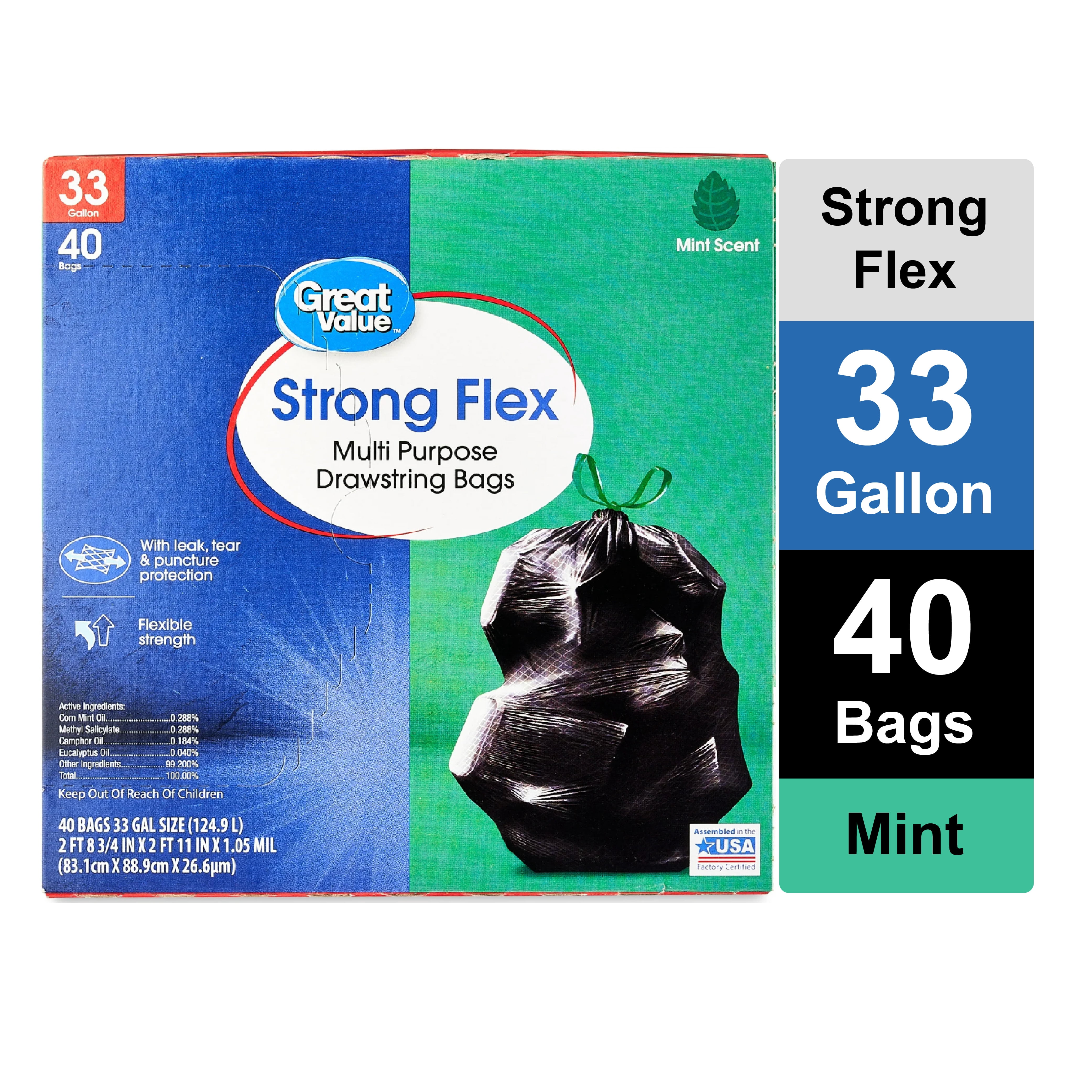 Great Value 33-Gallon Tall Kitchen Trash Bags with Mint Scent