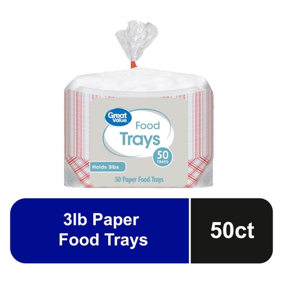 Great Value 3lbs Food Tray, Patterned, 50 Count