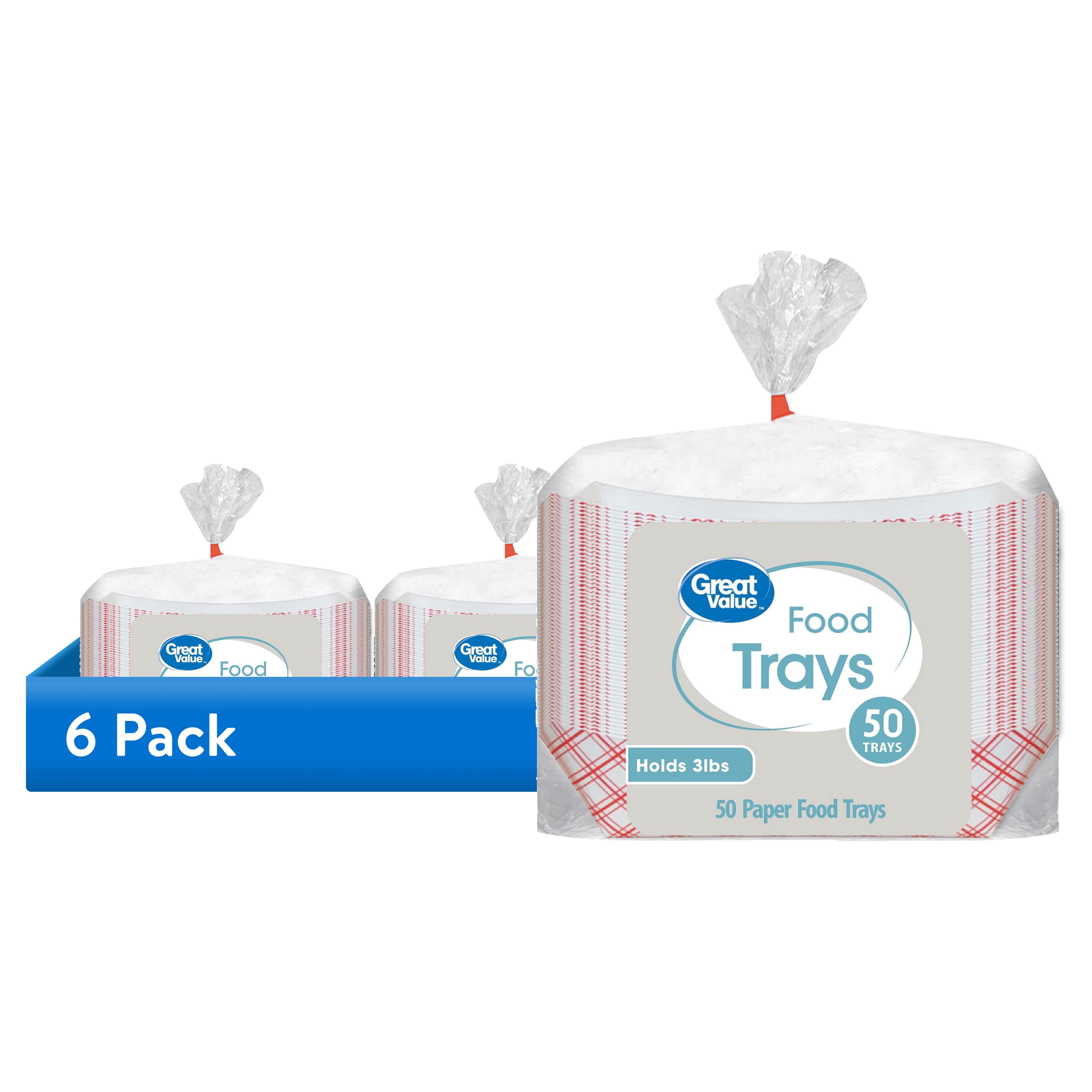 (6 pack) Great Value Disposable Paper Food Trays, Holds Up to 3 lb, 50 Count