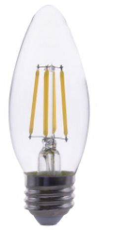Great Value B10 LED 4.5W (60W Equivalent) Daylight E26 Medium Base Clear Glass Decorative Light Bulbs, Dimmable, 4 Pack