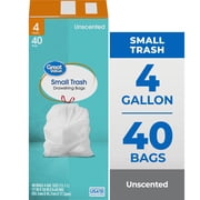 Great Value 4-Gallon Small Drawstring Trash Bags, 40 Bags