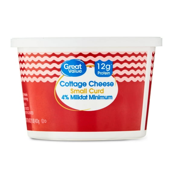 Great Value 4% Milkfat Minimum Small Curd Cottage Cheese, 16 oz