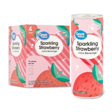 Great Value 4pk Sparkling Strawberry 8.45oz