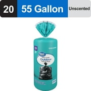 Great Value 55-Gallon Extra Large Outdoor Twist Tie Trash Bags, 20 Bags