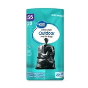 Great Value 55-Gallon Extra Large Outdoor Twist Tie Trash Bags, 20 Bags