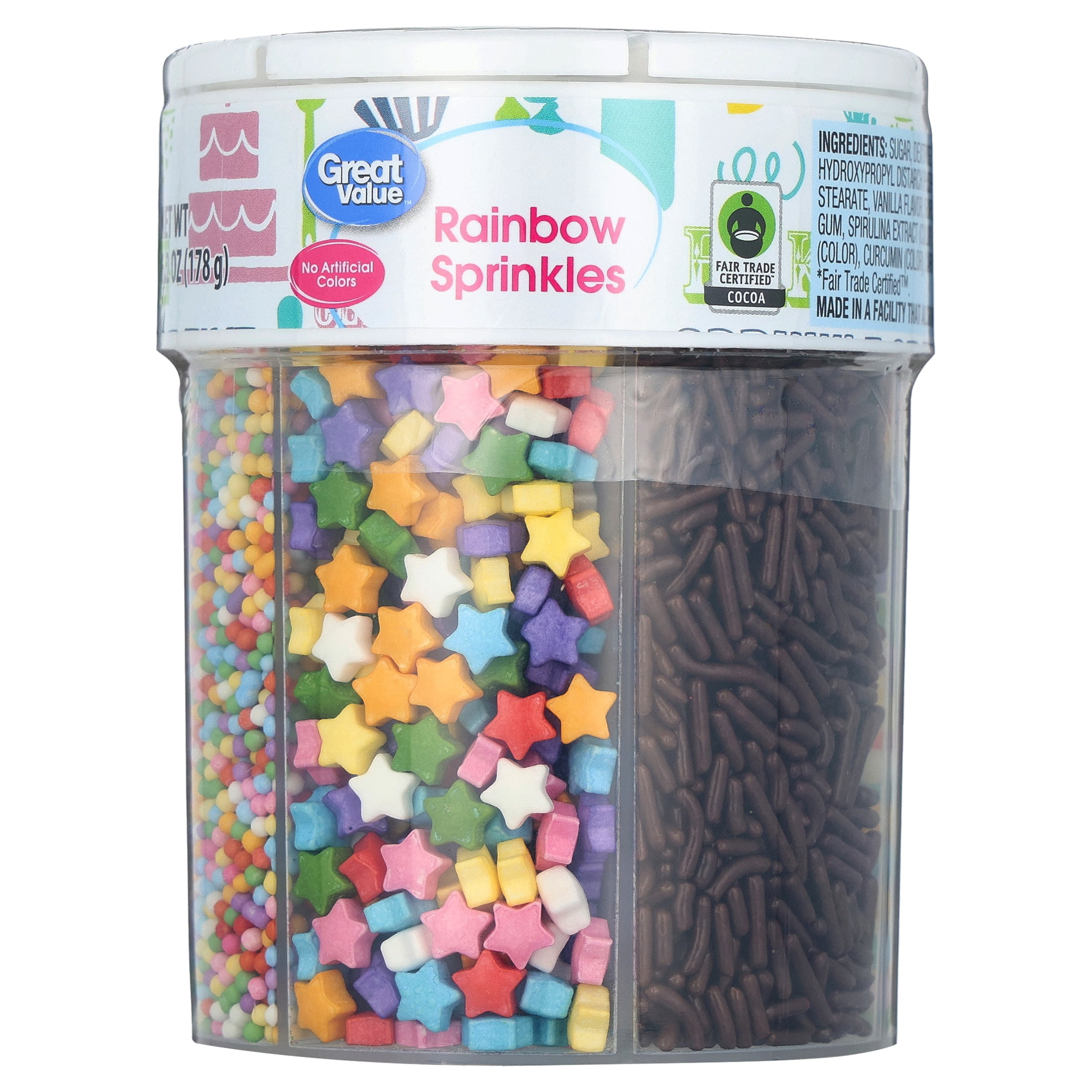 Great Value 6-Cell Rainbow Decorating Sprinkles, 6.91 oz