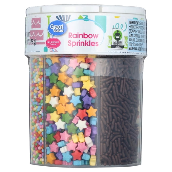 Great Value 6-Cell Rainbow Decorating Sprinkles, 6.91 oz