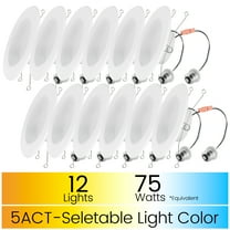 Great Value 6" LED Retrofit Downlight, 13-Watt (75W Replacement) 5 CCT Dimmable E26 Base 12 Pack