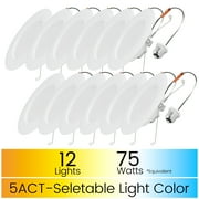 Great Value 6" LED Retrofit Downlight, 13-Watt (65W Replacement) CCT Selectable, Dimmable, E26, 12 Pack