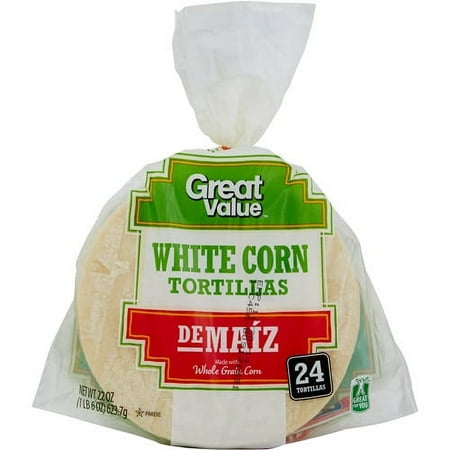 Great Value 6" White Corn Tortilla, 24 Count