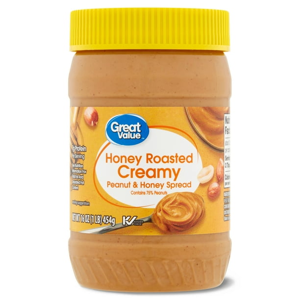 Great Value 7 g Protein Honey Roasted Creamy Peanut and Honey Spread, 16 ozs