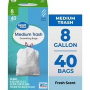 Great Value 8-Gallon Drawstring Medium Trash Bags, Fresh Scent, 40 Bags