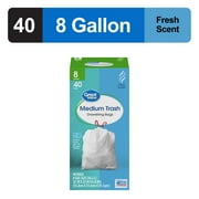 Great Value 8-Gallon White Drawstring Medium Trash Bags, Fresh Scent, 40 Bags